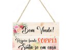 Placa  decorativa Bem vindo Respire fundo, sorria sinta-se em casa