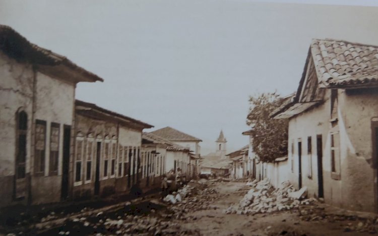 1862 - Vista da Rua da Cruz Preta (atual Quintino Bocaiúva), no centro de São Paulo