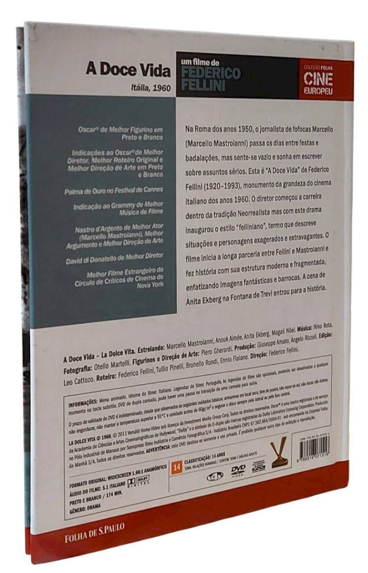 A Doce Vida, Um Filme de Federico Fellini. Coleção Folha Cine Europeu, Volume 1