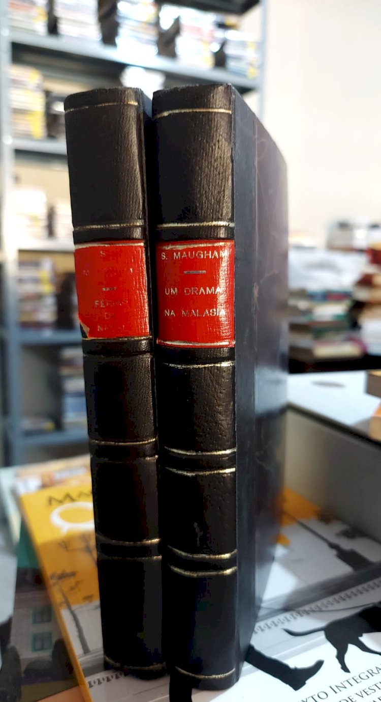 Kit 2 Livros W. Somerset Maugham, Um Drama na Malásia, Férias de Natal. Volumes com Capa em Couro e Lombada em Vermelho, Editora Globo, 1938